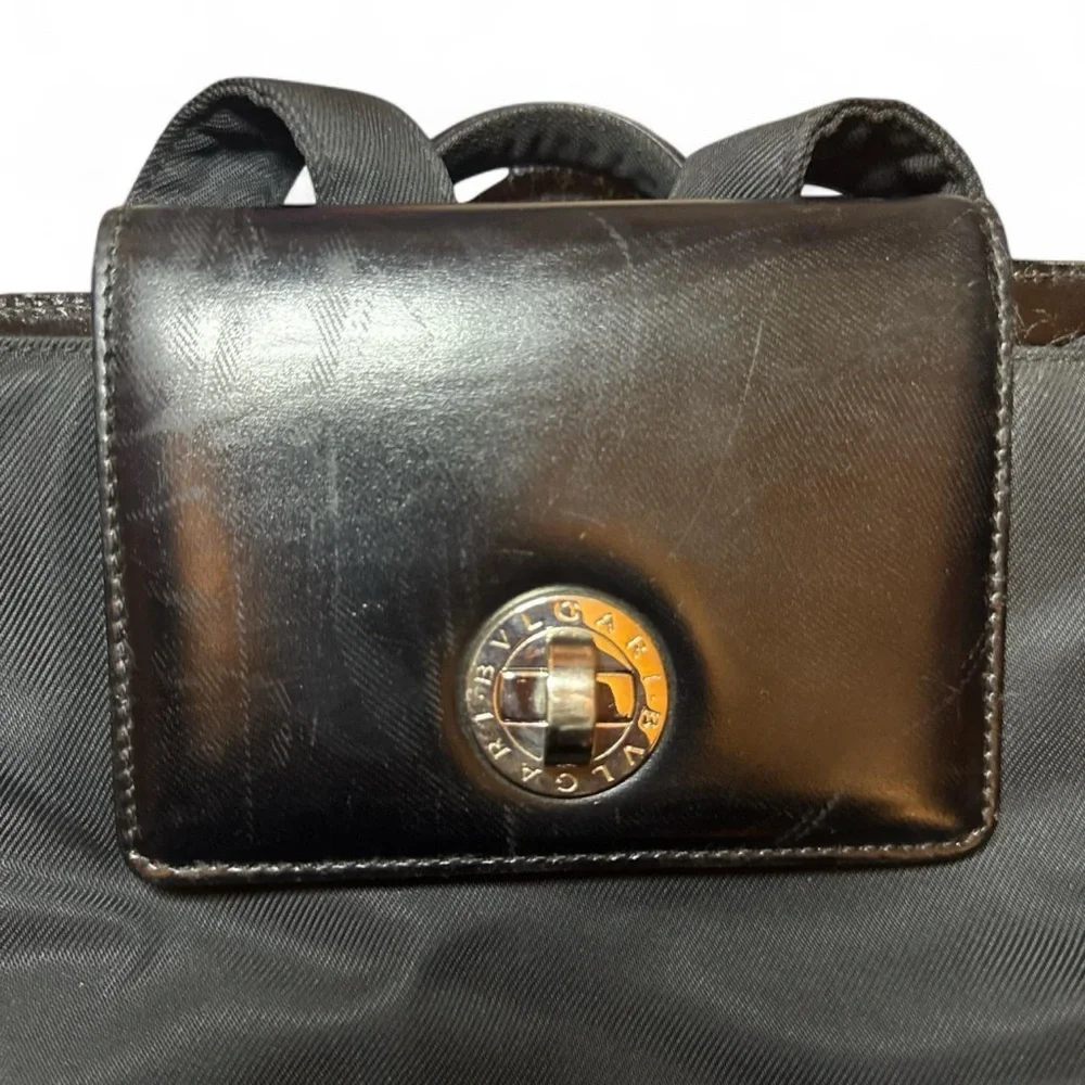 BVLGARI VTG 90s RARE Black Nylon Leather Backpack Discontinued [Authentic] — OS - Picture 5 of 8